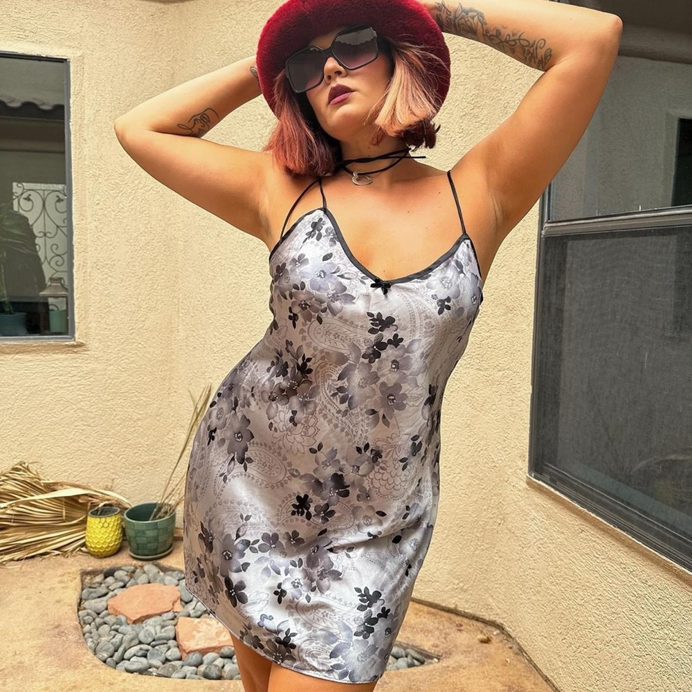 Silver slip dress